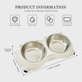 Stainless Steel Feeder Bowl, White - Anti-Slip Double Bowl for Dogs & Cats