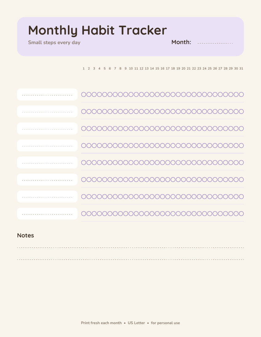 Monthly Habit Tracker