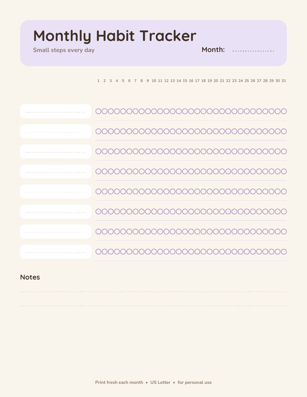 Monthly Habit Tracker