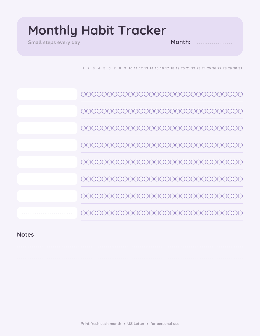 Monthly Habit Tracker