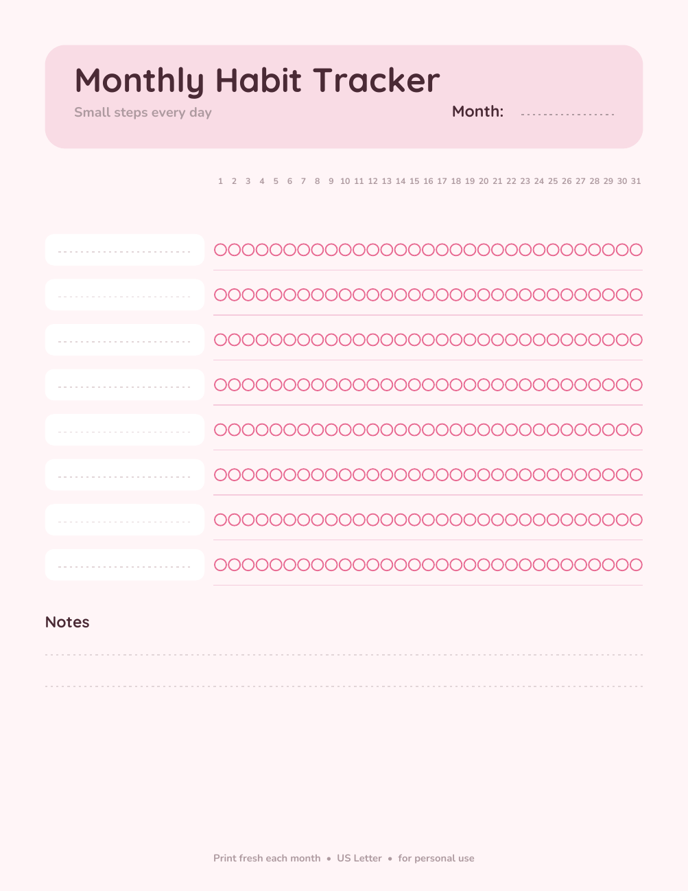 Monthly Habit Tracker