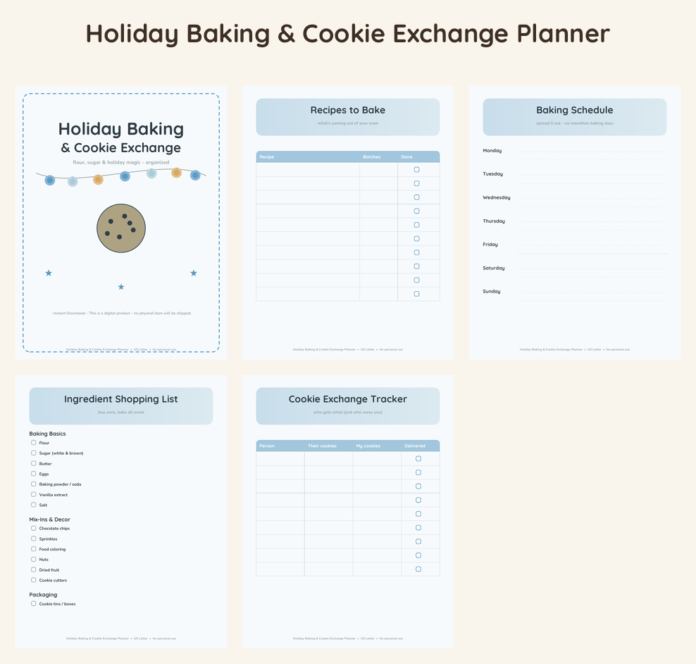 Holiday Baking & Cookie Exchange Planner - Winter Wonderland