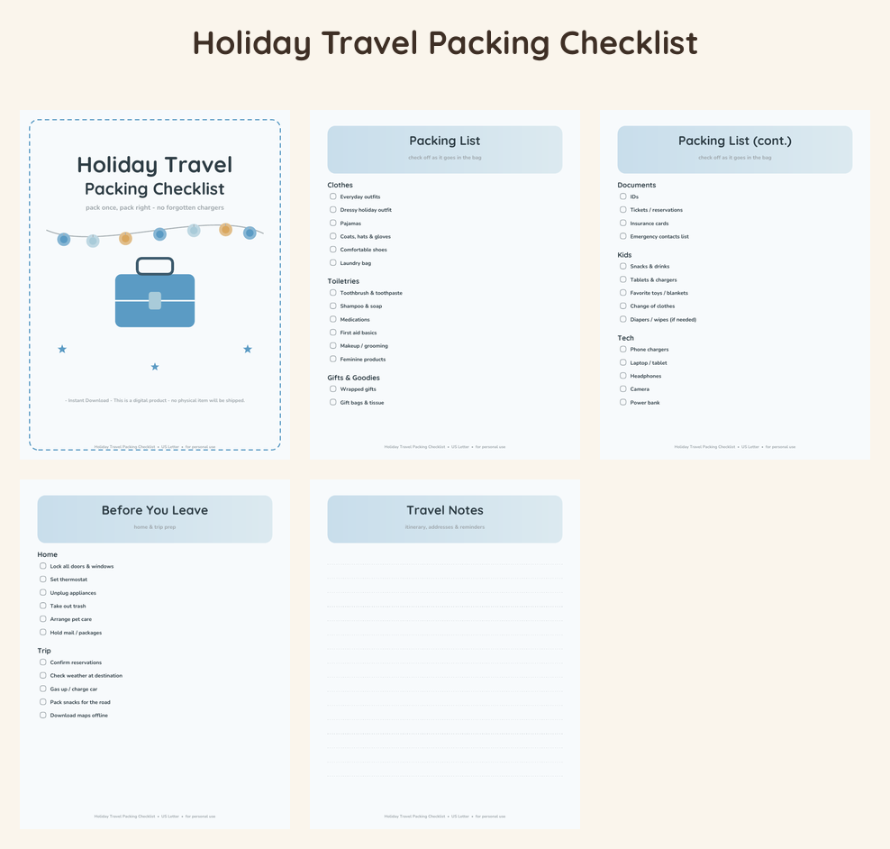Holiday Travel Packing Checklist - Winter Wonderland