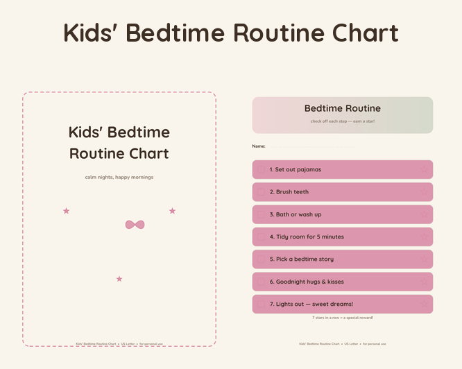 Kids' Bedtime Routine Chart