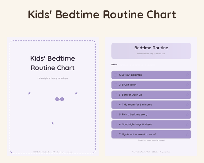 Kids' Bedtime Routine Chart