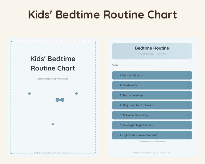 Kids' Bedtime Routine Chart