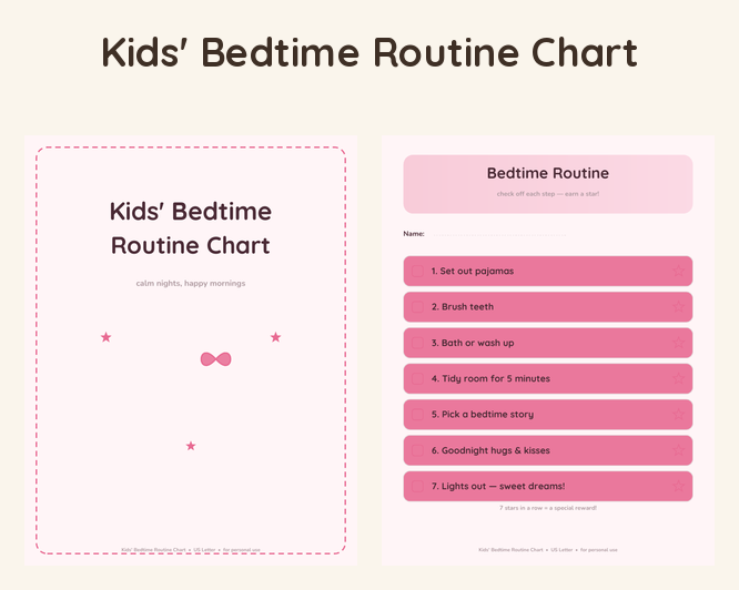 Kids' Bedtime Routine Chart
