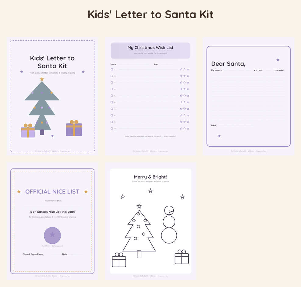 Kids' Letter to Santa Kit