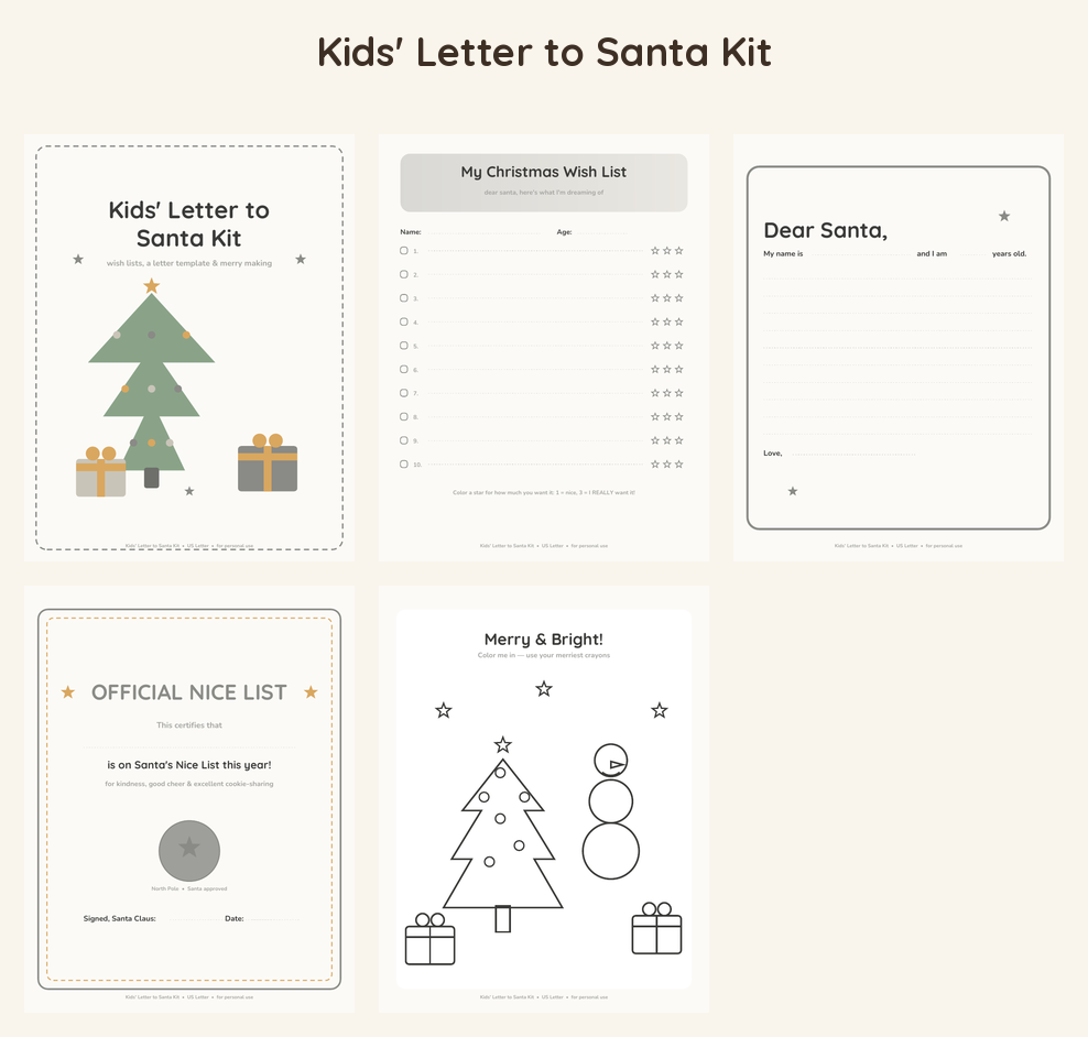 Kids' Letter to Santa Kit