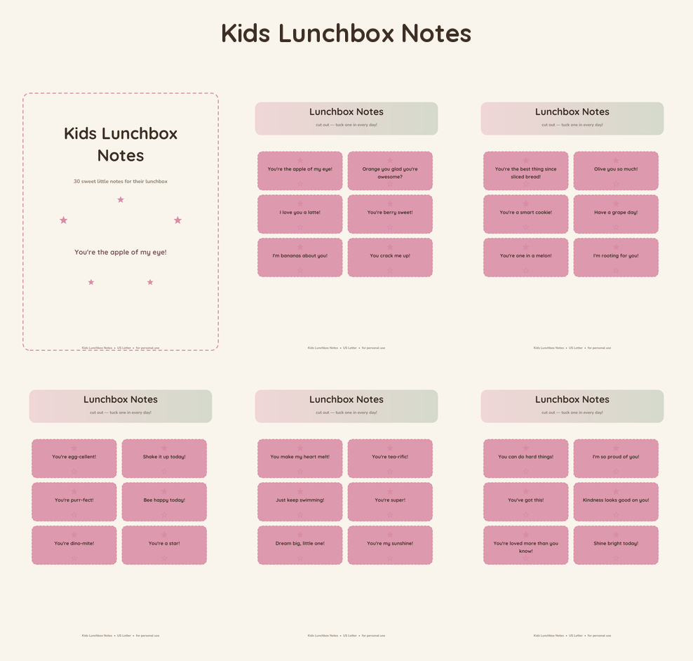 Kids Lunchbox Notes