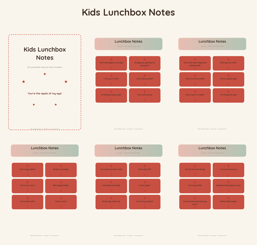 Kids Lunchbox Notes
