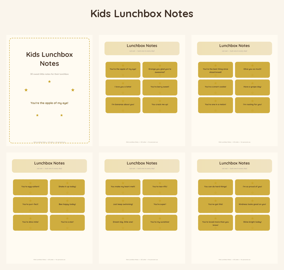 Kids Lunchbox Notes