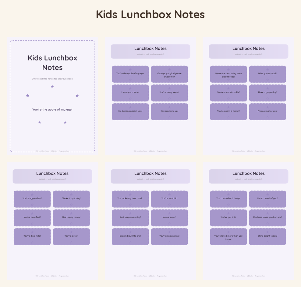 Kids Lunchbox Notes