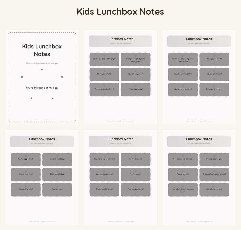 Kids Lunchbox Notes