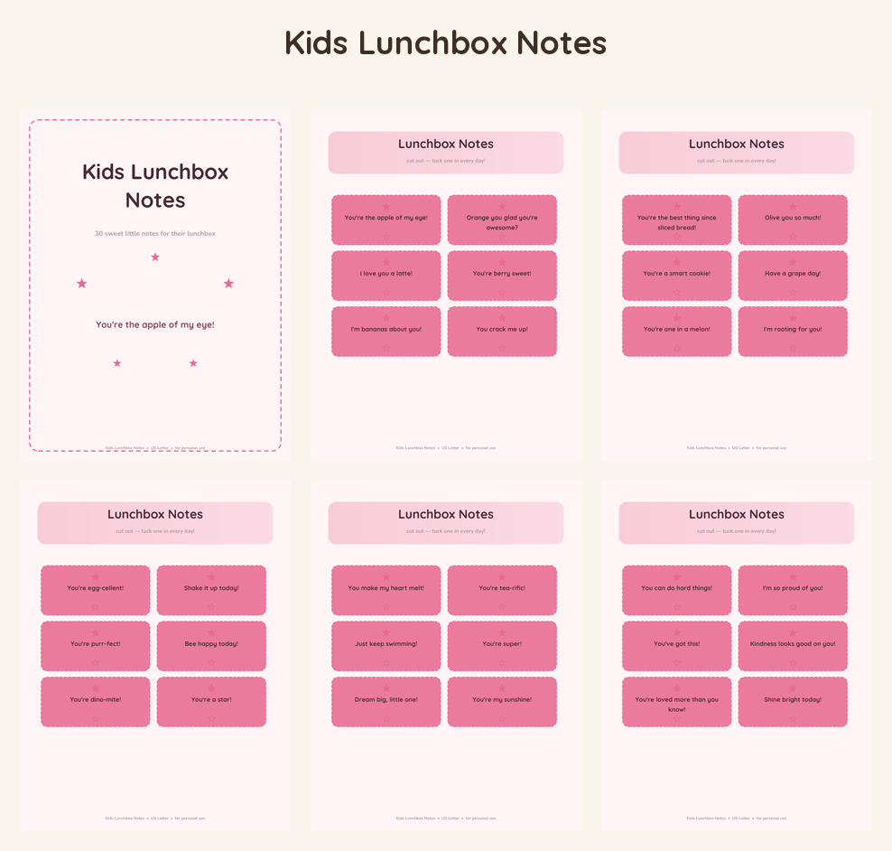 Kids Lunchbox Notes