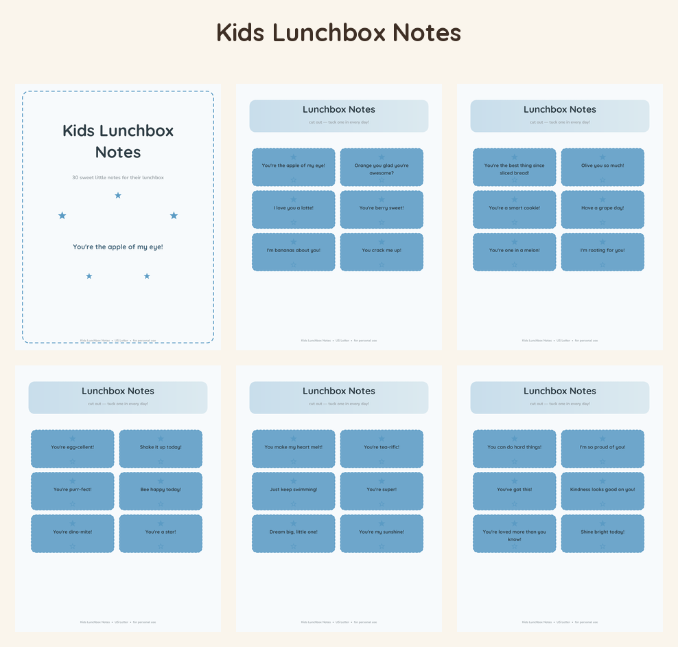 Kids Lunchbox Notes