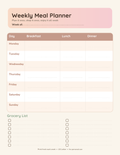 Weekly Meal Planner + Grocery List