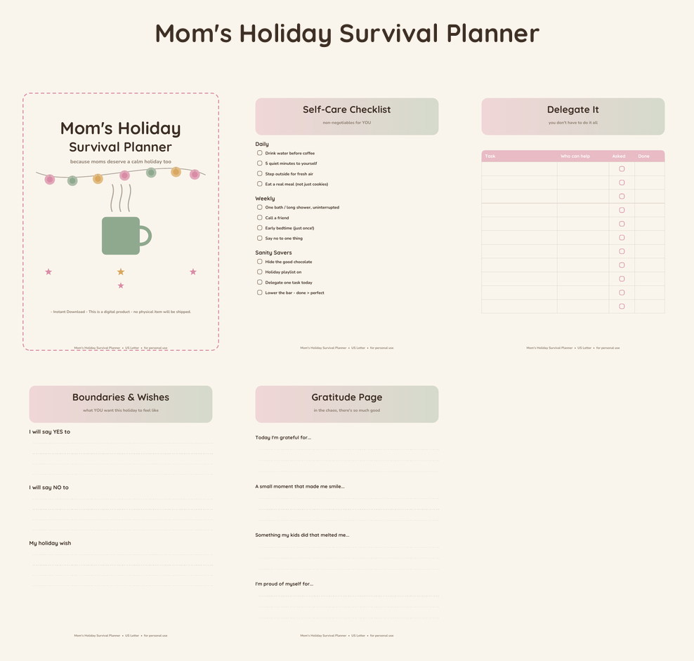 Mom's Holiday Survival Planner - Blush & Sage