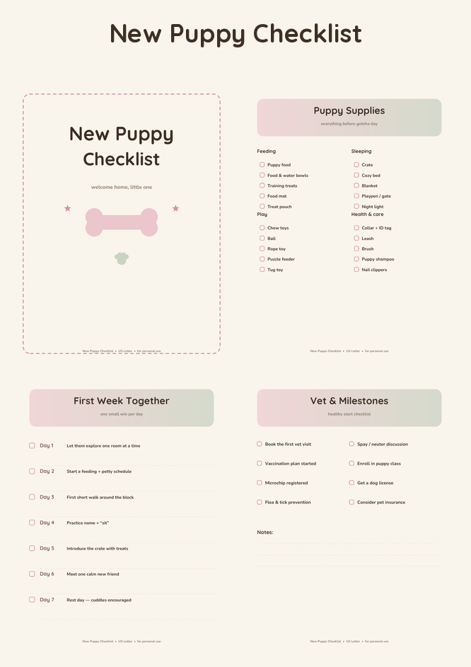 New Puppy Checklist