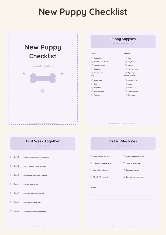 New Puppy Checklist