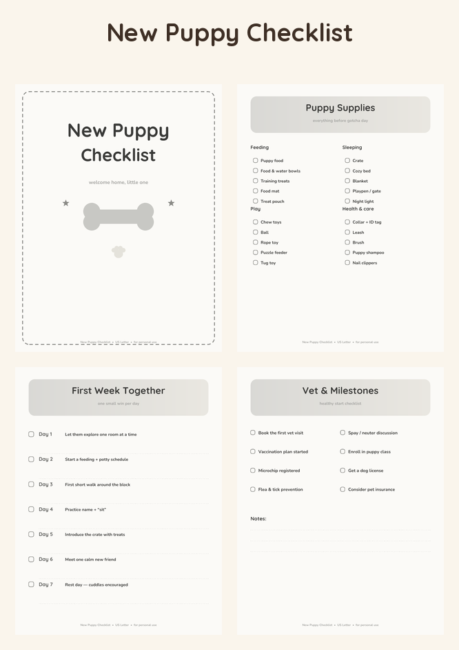 New Puppy Checklist
