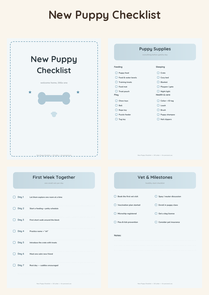 New Puppy Checklist