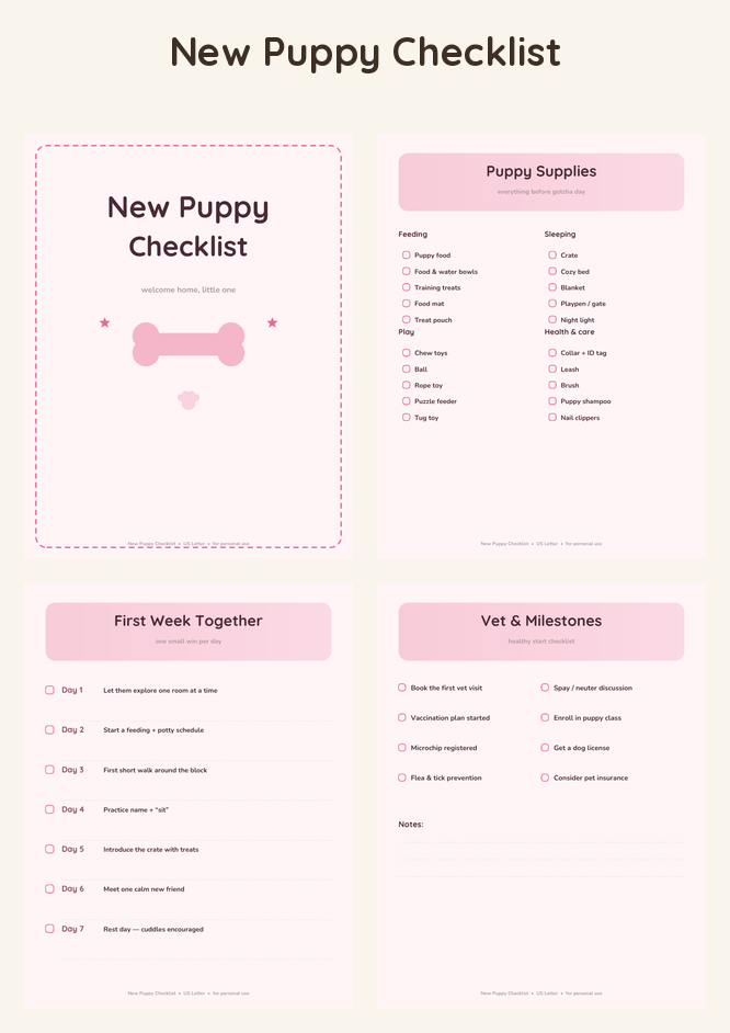 New Puppy Checklist