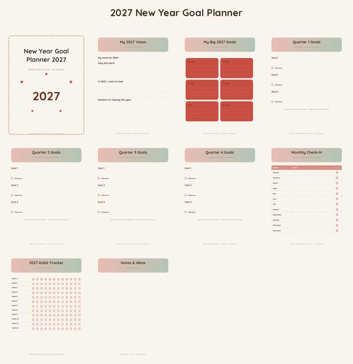 2027 New Year Goal Planner