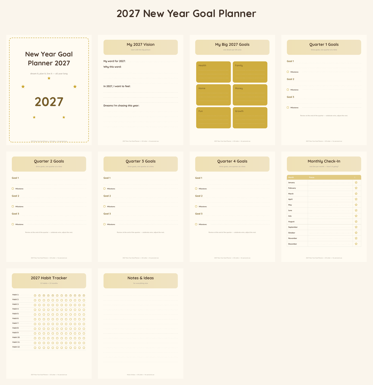 2027 New Year Goal Planner