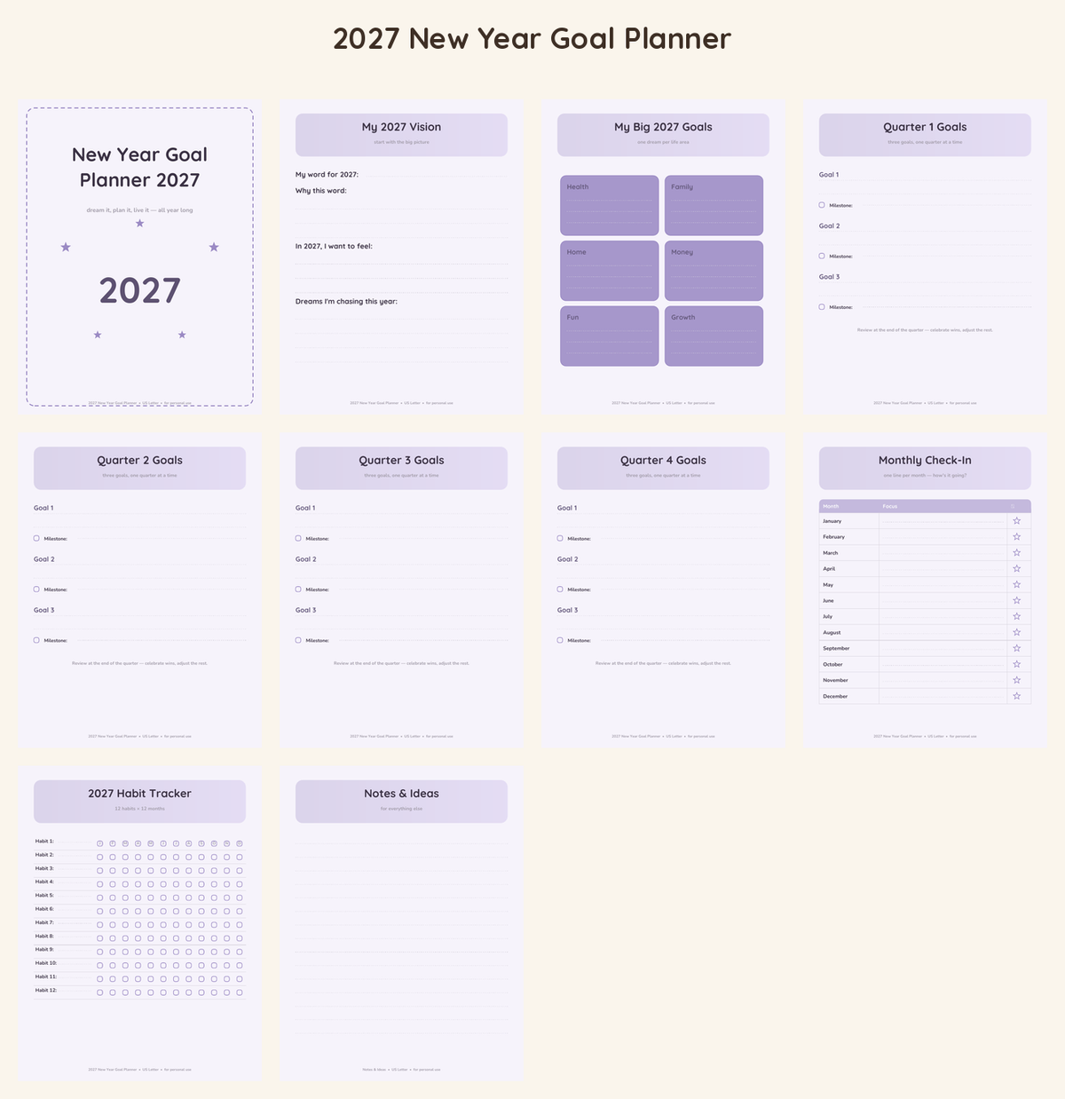 2027 New Year Goal Planner