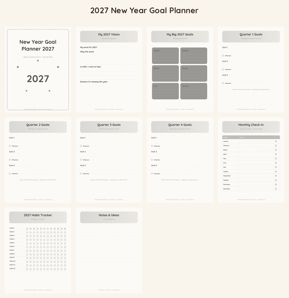 2027 New Year Goal Planner