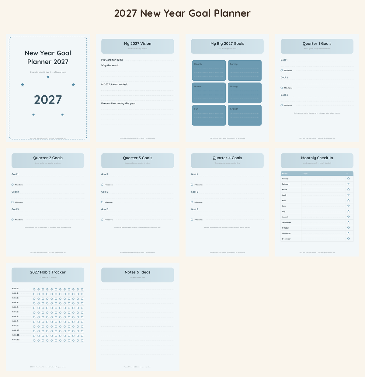 2027 New Year Goal Planner