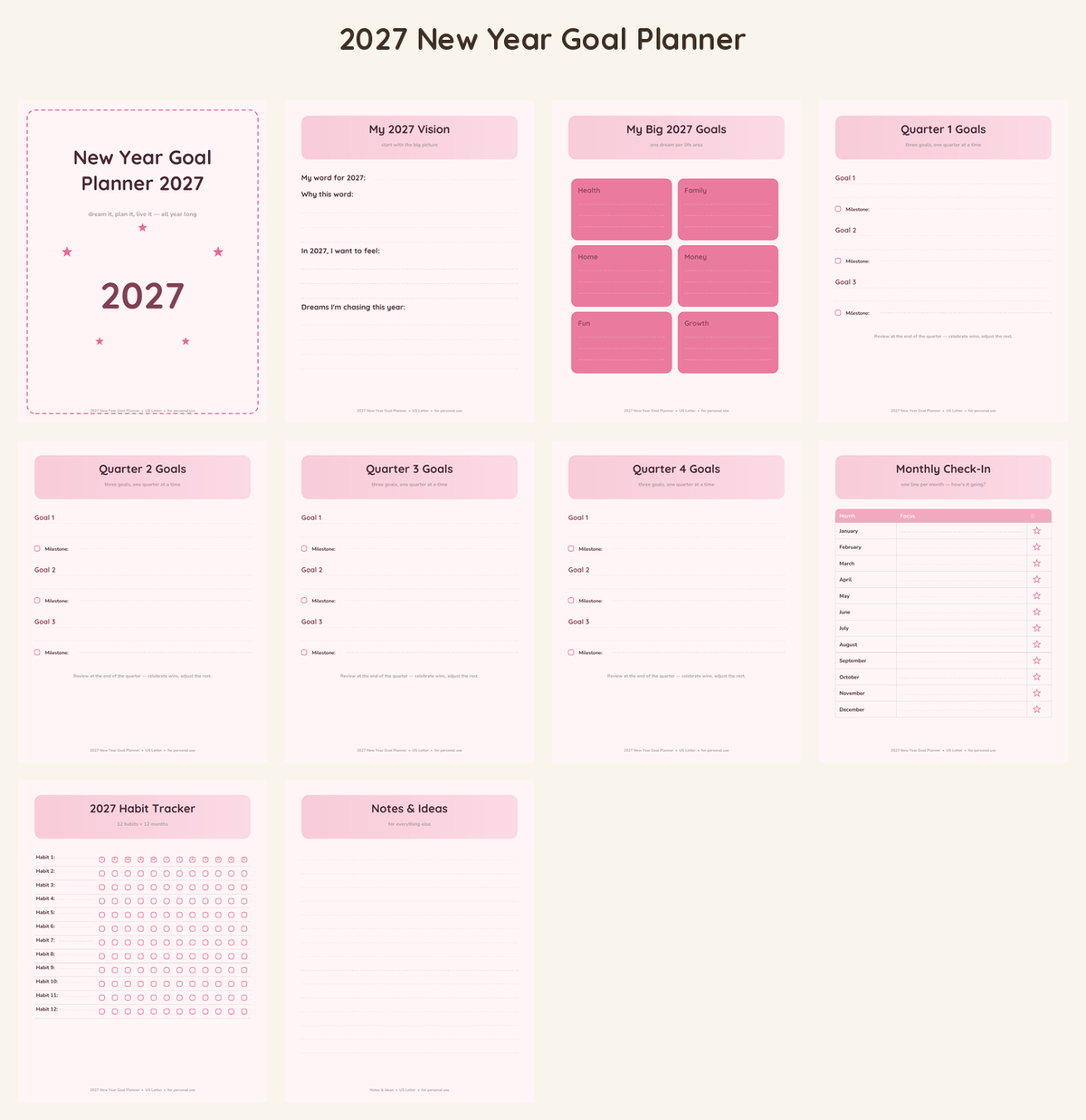 2027 New Year Goal Planner