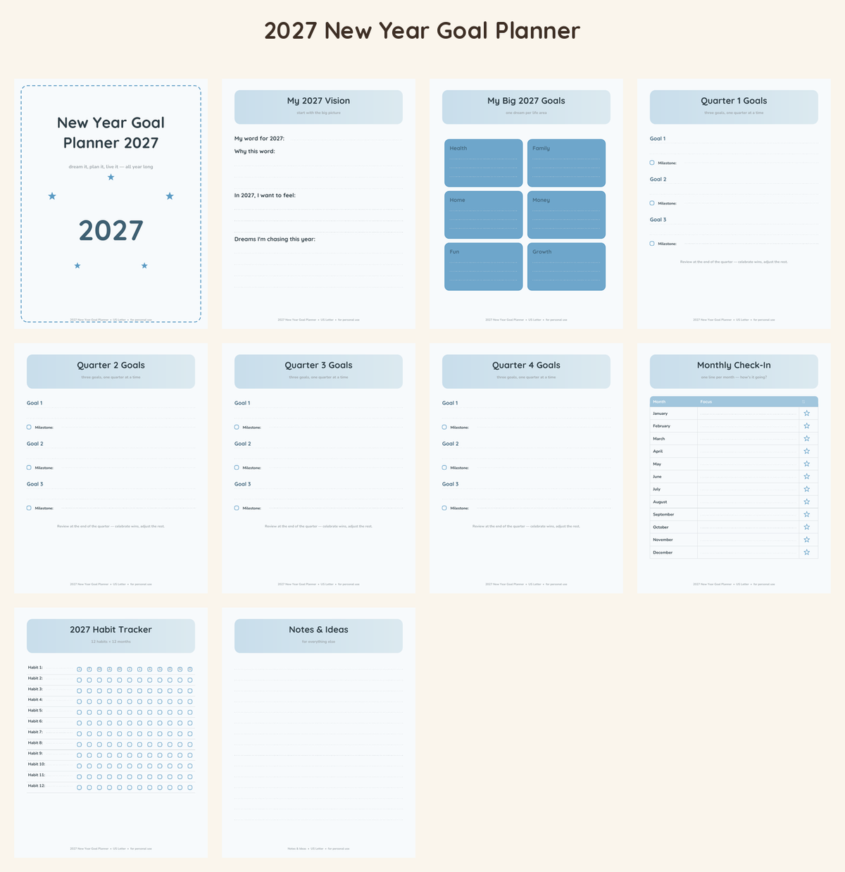 2027 New Year Goal Planner