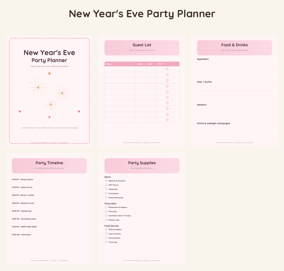 New Year's Eve Party Planner - Pretty in Pink
