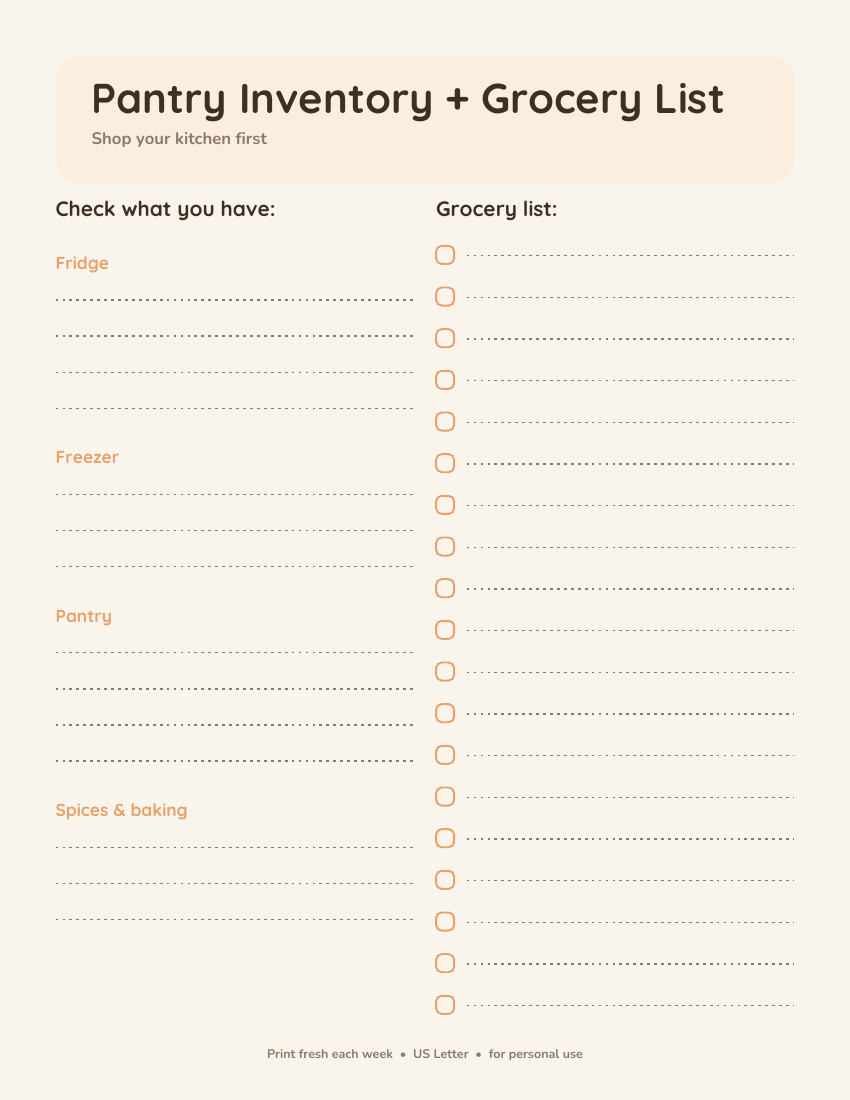 Pantry Inventory + Grocery List