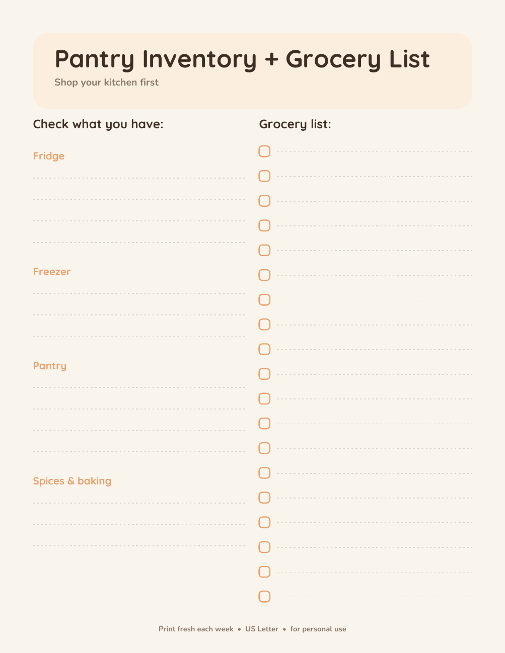 Pantry Inventory + Grocery List