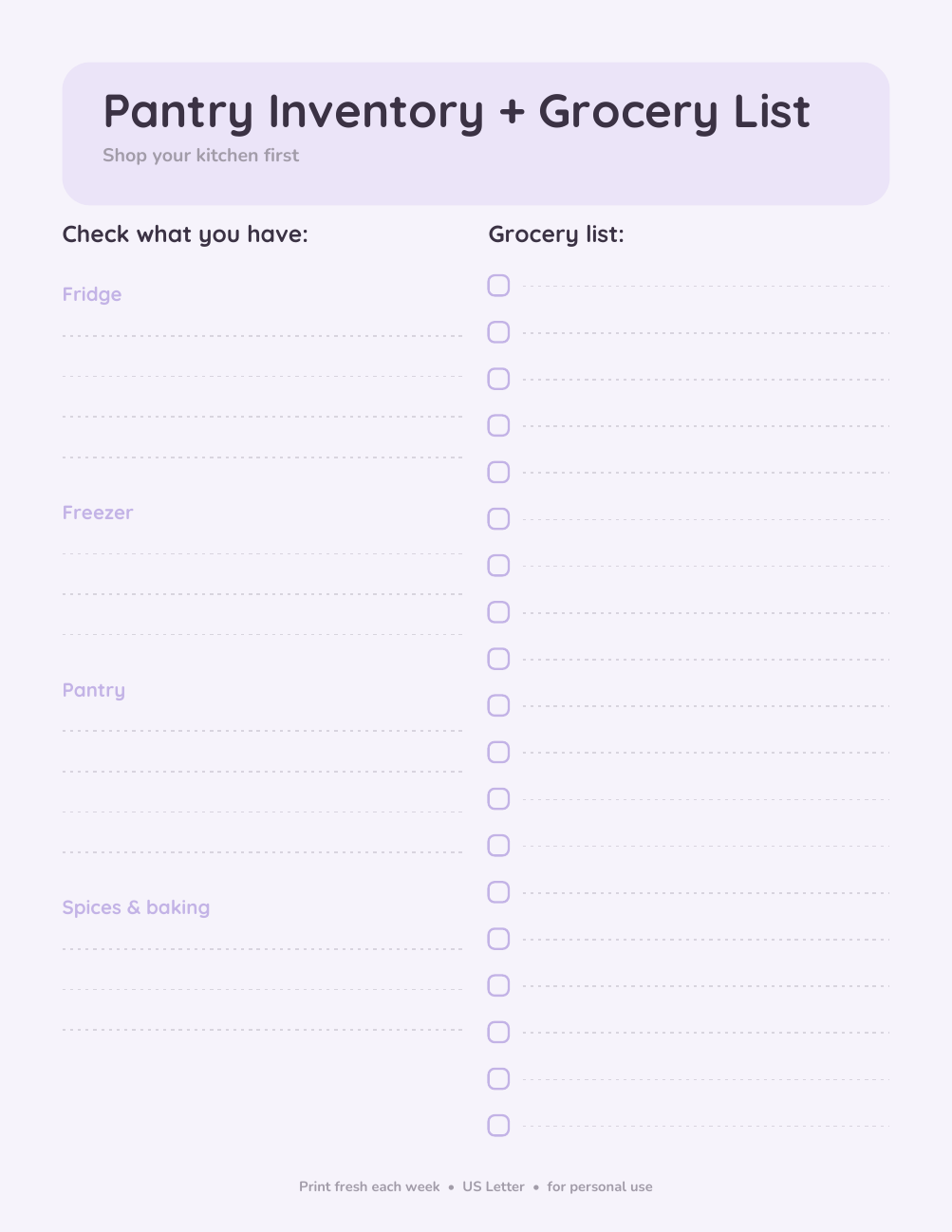 Pantry Inventory + Grocery List