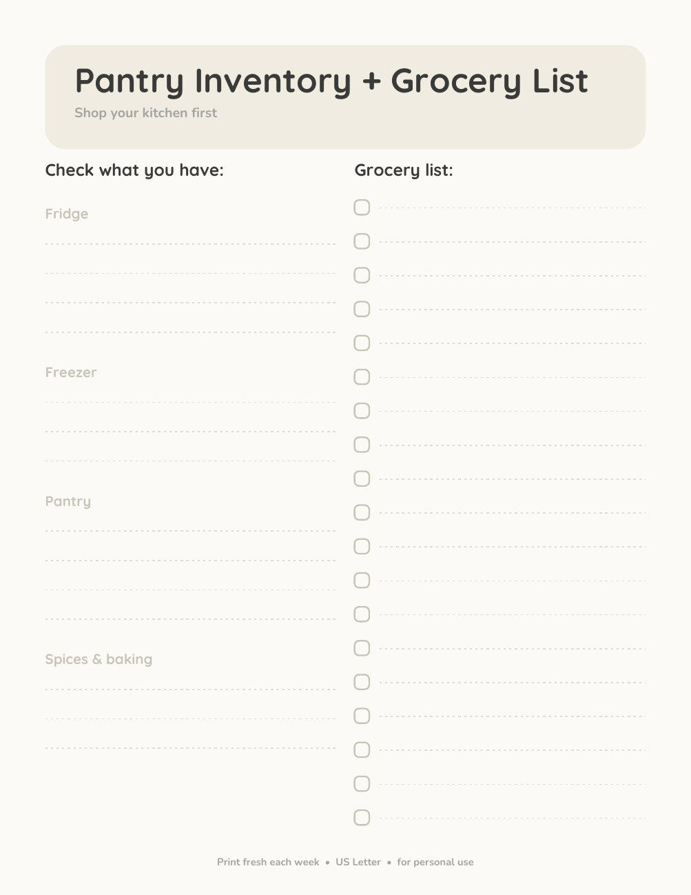 Pantry Inventory + Grocery List