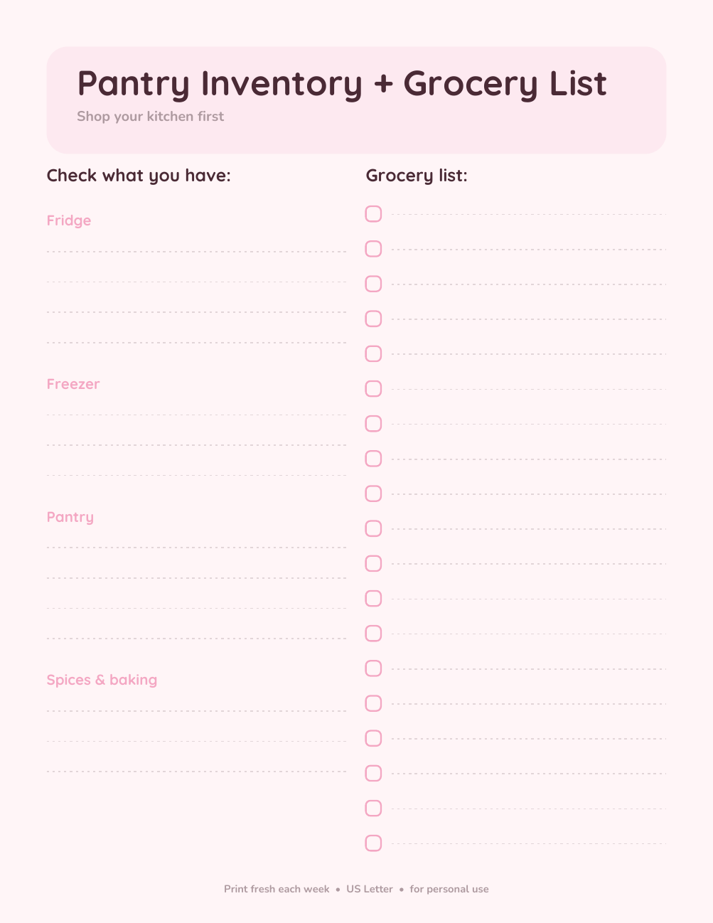 Pantry Inventory + Grocery List