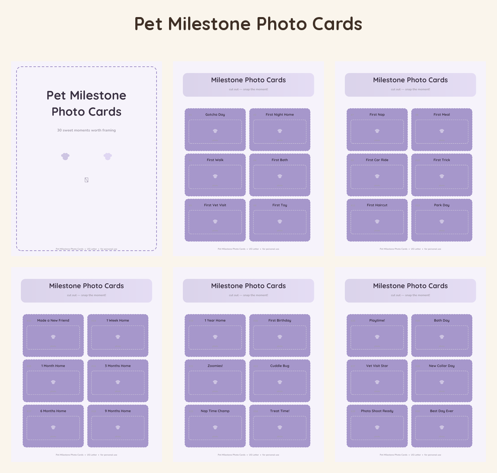Pet Milestone Photo Cards