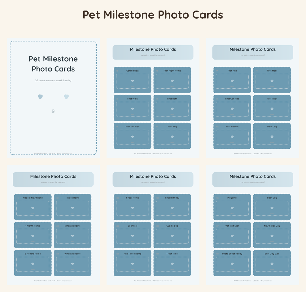 Pet Milestone Photo Cards