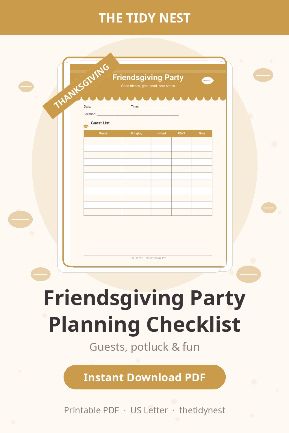 Friendsgiving Party Planning Checklist