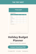Holiday budget planner printable graphic for tracking Christmas spending