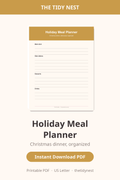 Holiday meal planner printable graphic for Christmas dinners and grocery lists