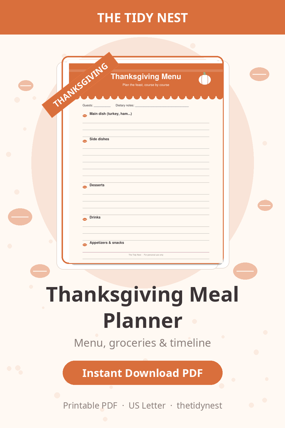 Thanksgiving Meal Planner & Grocery List