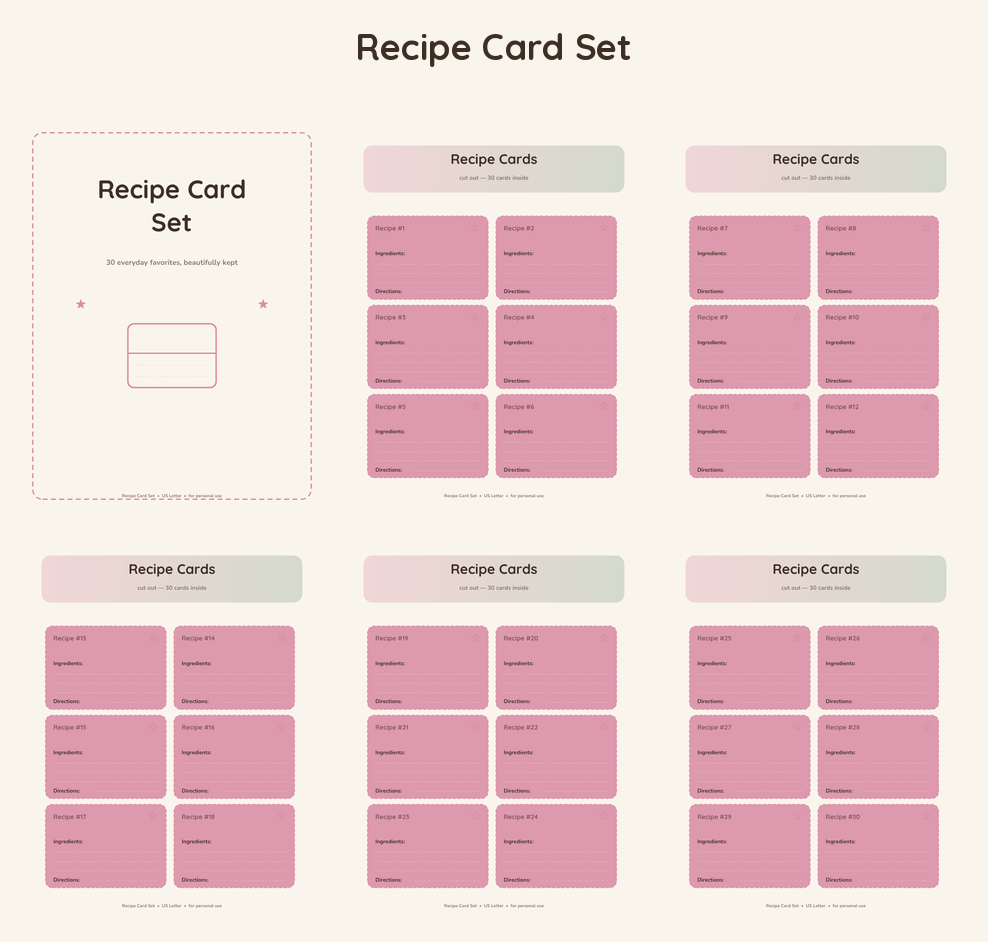 Recipe Card Set