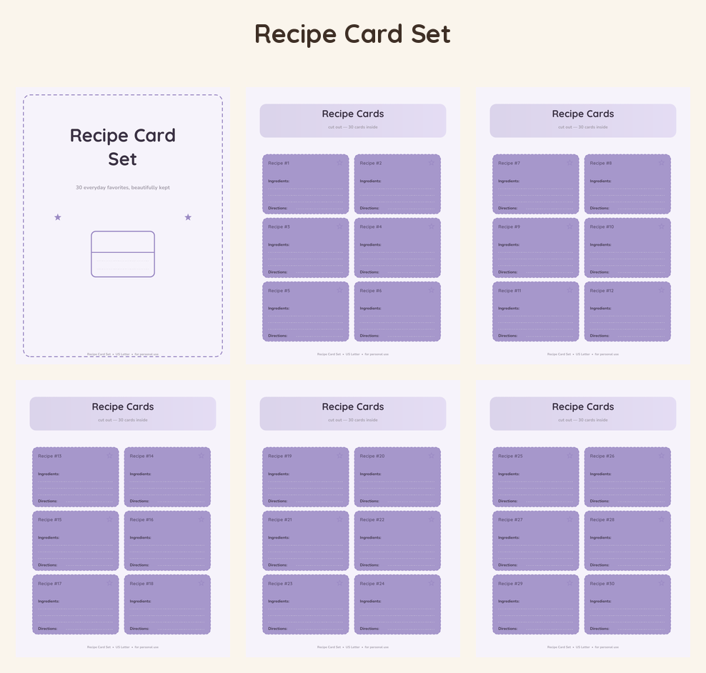 Recipe Card Set