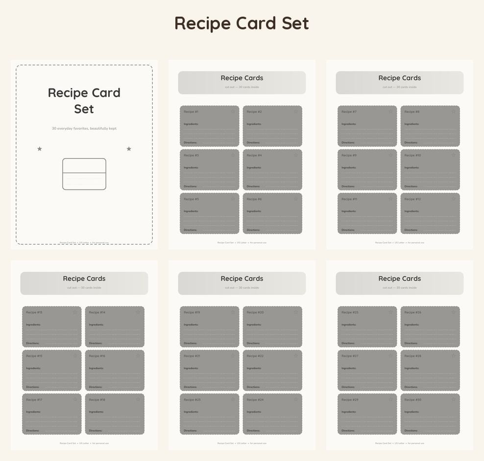 Recipe Card Set