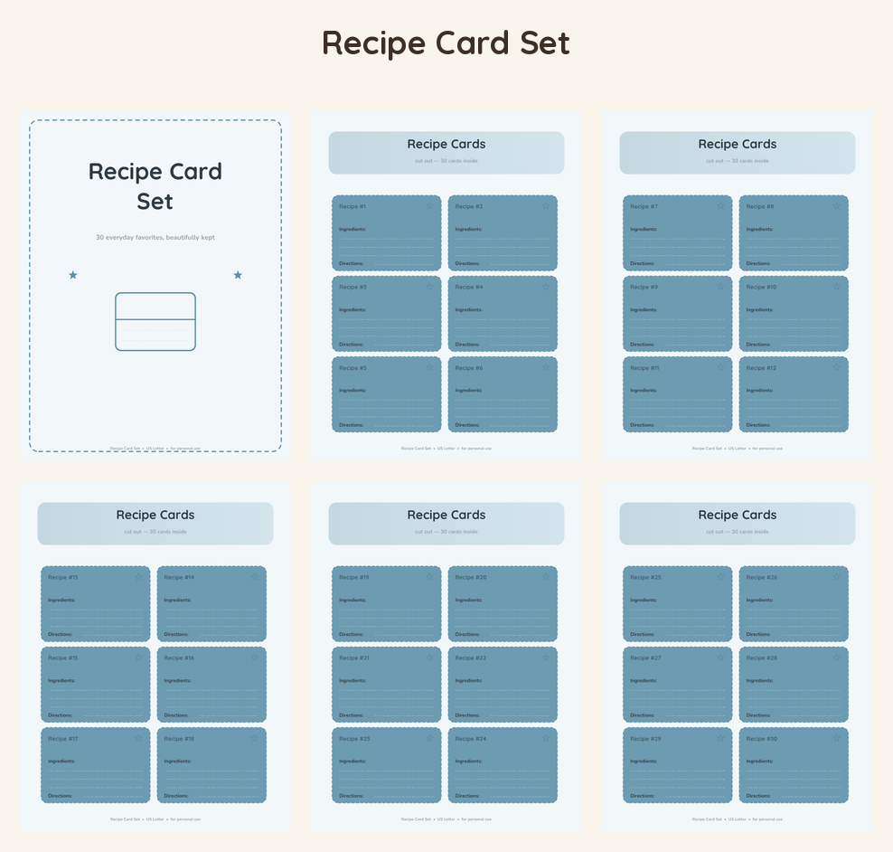 Recipe Card Set